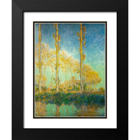Poplars 1891 Black Modern Wood Framed Art Print with Double Matting by Monet, Claude