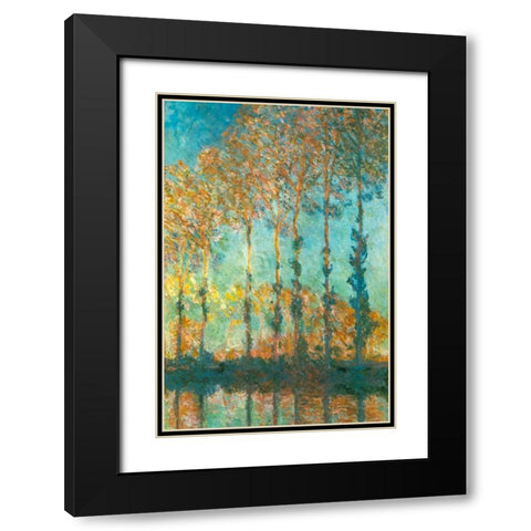 Poplars on River Epte 1891 Black Modern Wood Framed Art Print with Double Matting by Monet, Claude