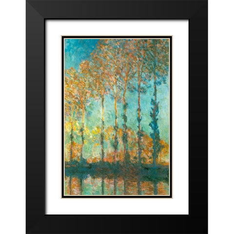 Poplars on River Epte 1891 Black Modern Wood Framed Art Print with Double Matting by Monet, Claude
