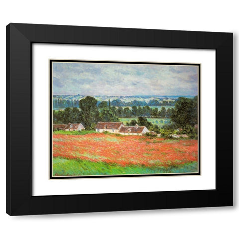 Poppies-Giverny 1885 Black Modern Wood Framed Art Print with Double Matting by Monet, Claude