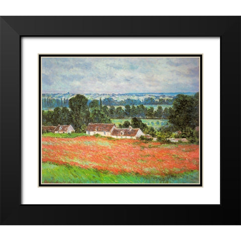Poppies-Giverny 1885 Black Modern Wood Framed Art Print with Double Matting by Monet, Claude