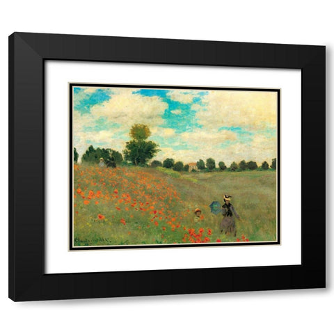 Poppy Field 1873 Black Modern Wood Framed Art Print with Double Matting by Monet, Claude