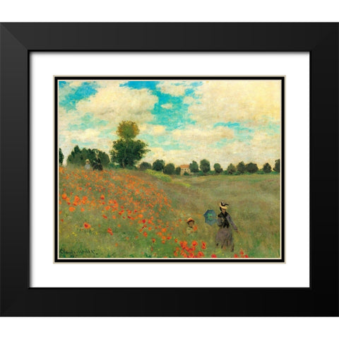 Poppy Field 1873 Black Modern Wood Framed Art Print with Double Matting by Monet, Claude