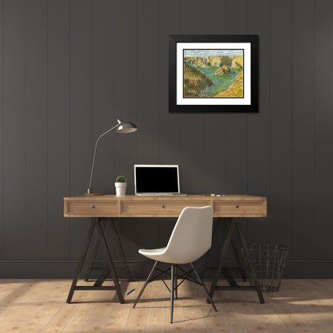 Port Donnant-Belle-Ile 1887 Black Modern Wood Framed Art Print with Double Matting by Monet, Claude