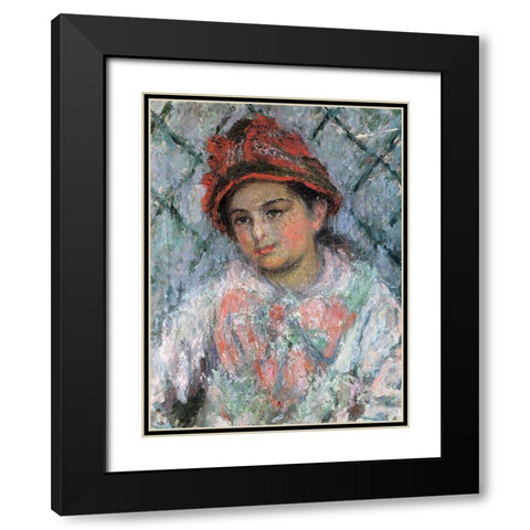 Portrait of Blanche Hoschede 1880 Black Modern Wood Framed Art Print with Double Matting by Monet, Claude
