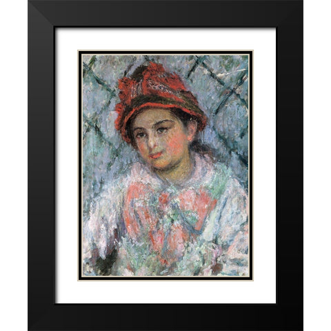 Portrait of Blanche Hoschede 1880 Black Modern Wood Framed Art Print with Double Matting by Monet, Claude