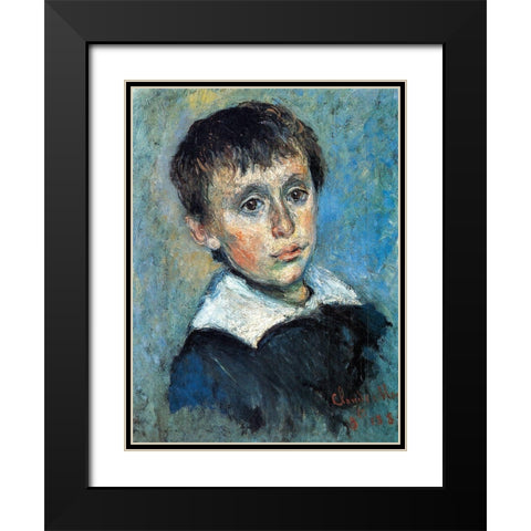 Portrait of Jean Monet 1880 Black Modern Wood Framed Art Print with Double Matting by Monet, Claude