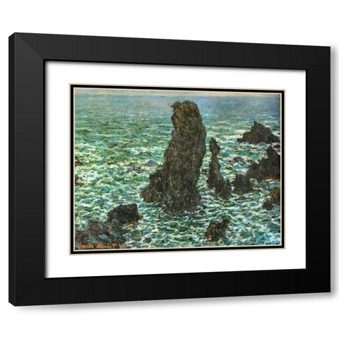 Pyramides at Port-Coton 1886 Black Modern Wood Framed Art Print with Double Matting by Monet, Claude
