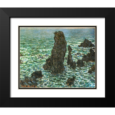 Pyramides at Port-Coton 1886 Black Modern Wood Framed Art Print with Double Matting by Monet, Claude