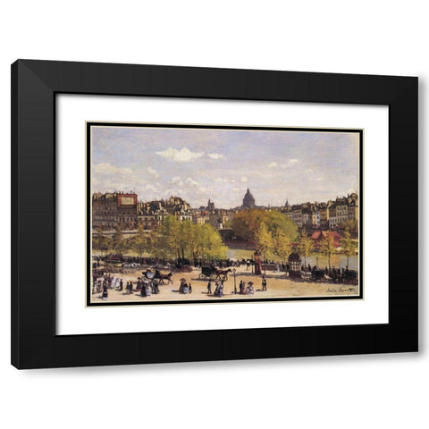 Quai du Louvre 1867 Black Modern Wood Framed Art Print with Double Matting by Monet, Claude