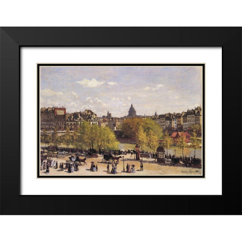 Quai du Louvre 1867 Black Modern Wood Framed Art Print with Double Matting by Monet, Claude