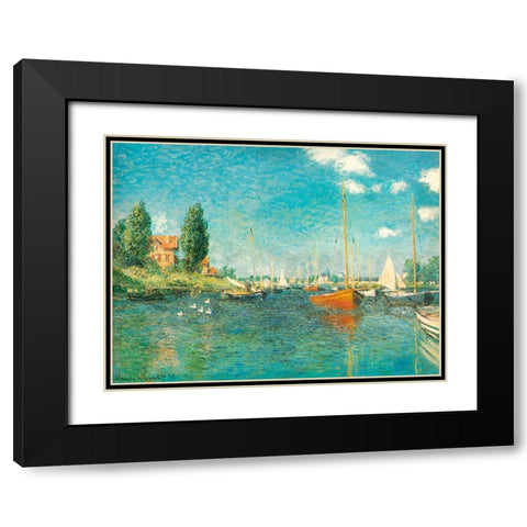 Red Boats 1875 Black Modern Wood Framed Art Print with Double Matting by Monet, Claude