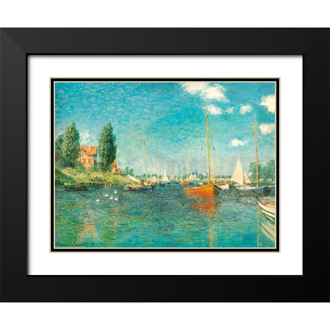 Red Boats 1875 Black Modern Wood Framed Art Print with Double Matting by Monet, Claude