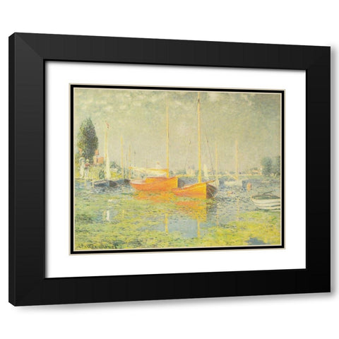 Red Boats-Argenteuil 1875 Black Modern Wood Framed Art Print with Double Matting by Monet, Claude