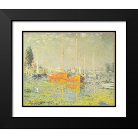 Red Boats-Argenteuil 1875 Black Modern Wood Framed Art Print with Double Matting by Monet, Claude