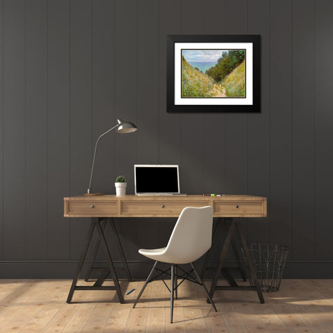 Road at La Cavee-Pourville 1882 Black Modern Wood Framed Art Print with Double Matting by Monet, Claude