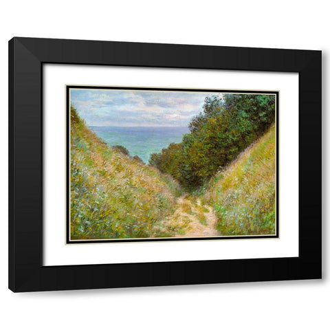 Road at La Cavee-Pourville 1882 Black Modern Wood Framed Art Print with Double Matting by Monet, Claude