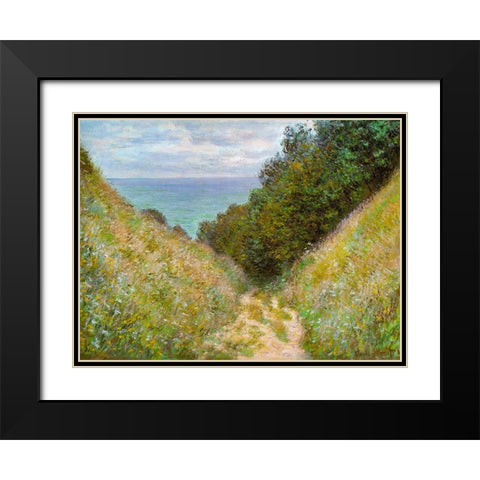 Road at La Cavee-Pourville 1882 Black Modern Wood Framed Art Print with Double Matting by Monet, Claude