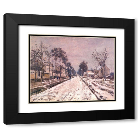 Road to Louveciennes in snow 1869 Black Modern Wood Framed Art Print with Double Matting by Monet, Claude
