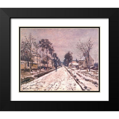 Road to Louveciennes in snow 1869 Black Modern Wood Framed Art Print with Double Matting by Monet, Claude