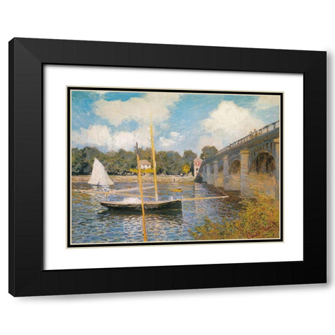 Road-bridge at Argenteuil 1874 Black Modern Wood Framed Art Print with Double Matting by Monet, Claude