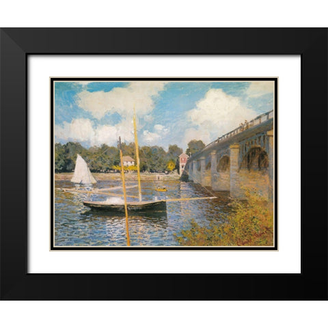 Road-bridge at Argenteuil 1874 Black Modern Wood Framed Art Print with Double Matting by Monet, Claude