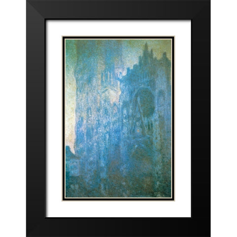 Rouen Cathedral in the morning 1894 Black Modern Wood Framed Art Print with Double Matting by Monet, Claude