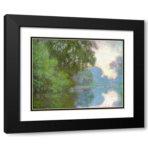Seine near Giverny 1896 Black Modern Wood Framed Art Print with Double Matting by Monet, Claude