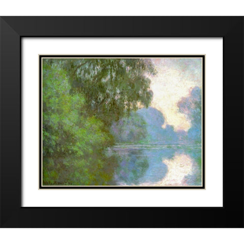 Seine near Giverny 1896 Black Modern Wood Framed Art Print with Double Matting by Monet, Claude