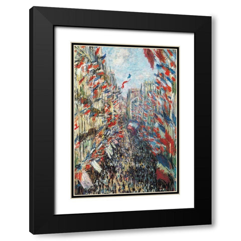 The Rue Montorgeuil 1878 Black Modern Wood Framed Art Print with Double Matting by Monet, Claude
