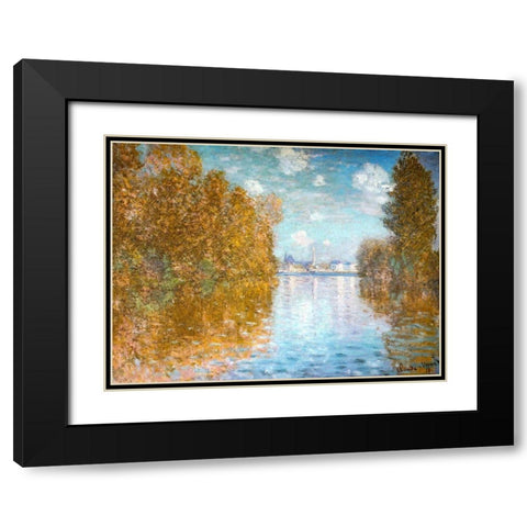 The Seine at Argenteuil 1873 Black Modern Wood Framed Art Print with Double Matting by Monet, Claude