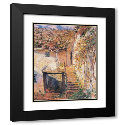 The Stairs 1878 Black Modern Wood Framed Art Print with Double Matting by Monet, Claude
