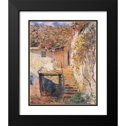 The Stairs 1878 Black Modern Wood Framed Art Print with Double Matting by Monet, Claude