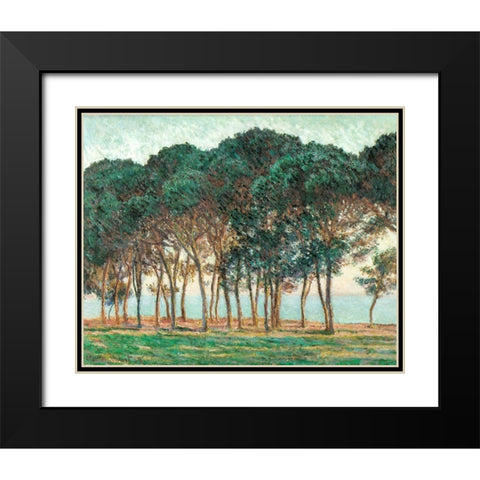 Umbrella Pines-Antibes 1888 Black Modern Wood Framed Art Print with Double Matting by Monet, Claude