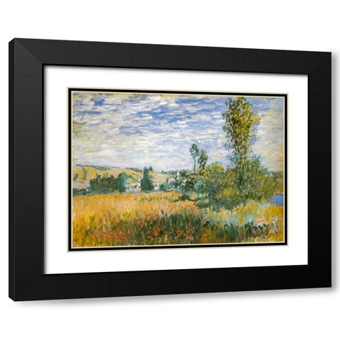 Vetheuil 1879 Black Modern Wood Framed Art Print with Double Matting by Monet, Claude