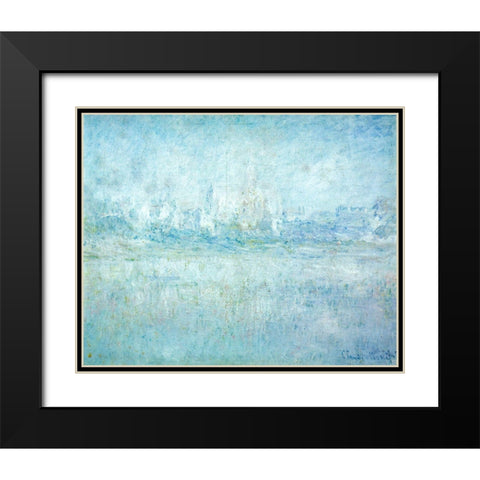 Vetheuil in the Fog 1879 Black Modern Wood Framed Art Print with Double Matting by Monet, Claude
