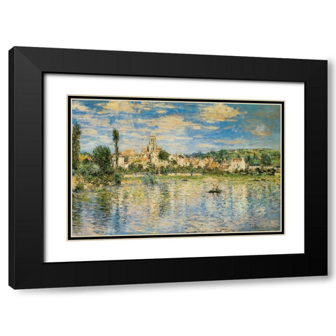 Vetheuil in Winter 1879 Black Modern Wood Framed Art Print with Double Matting by Monet, Claude