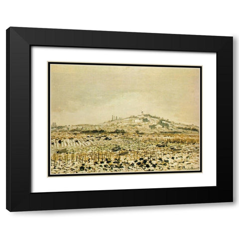Vineyards in the Snow 1873 Black Modern Wood Framed Art Print with Double Matting by Monet, Claude