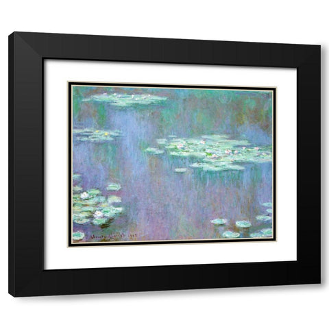 Water-lilies 1905 Black Modern Wood Framed Art Print with Double Matting by Monet, Claude