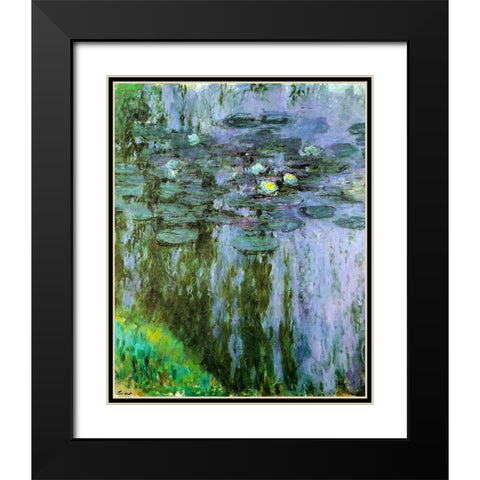 Water-lilies purple-green 1909 Black Modern Wood Framed Art Print with Double Matting by Monet, Claude