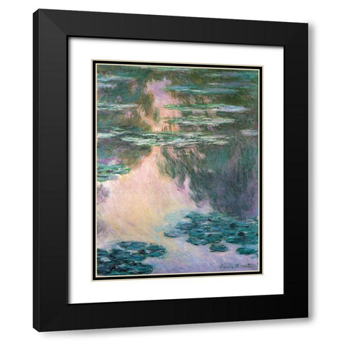Water-lily pond 1907 Black Modern Wood Framed Art Print with Double Matting by Monet, Claude