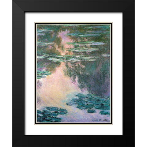 Water-lily pond 1907 Black Modern Wood Framed Art Print with Double Matting by Monet, Claude