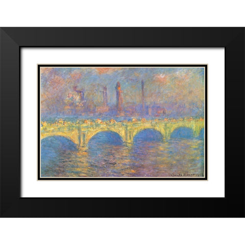 Waterloo Bridge II 1900 Black Modern Wood Framed Art Print with Double Matting by Monet, Claude