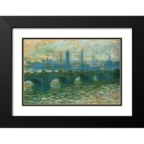 Waterloo Bridge 1902 Black Modern Wood Framed Art Print with Double Matting by Monet, Claude