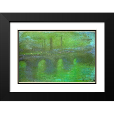 Waterloo Bridge at dusk 1904 Black Modern Wood Framed Art Print with Double Matting by Monet, Claude