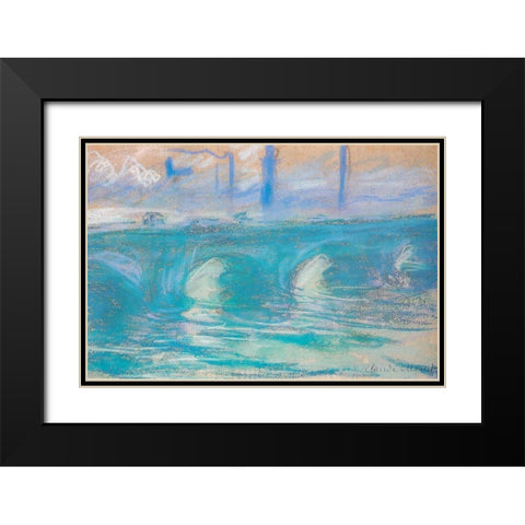 Waterloo Bridge-study 1900 Black Modern Wood Framed Art Print with Double Matting by Monet, Claude
