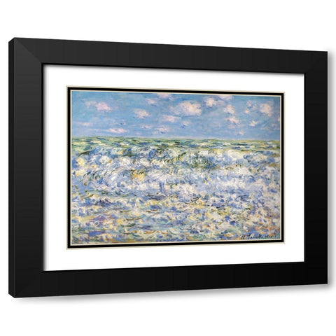 Waves breaking 1881 Black Modern Wood Framed Art Print with Double Matting by Monet, Claude