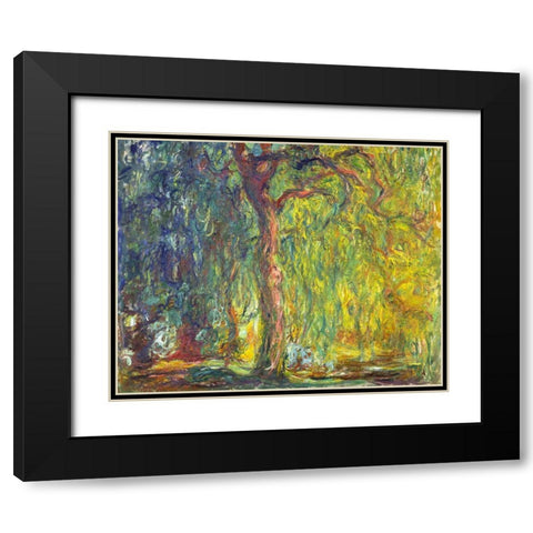 Weeping Willow 1918 Black Modern Wood Framed Art Print with Double Matting by Monet, Claude