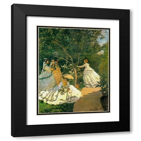Women in the Garden 1866 Black Modern Wood Framed Art Print with Double Matting by Monet, Claude