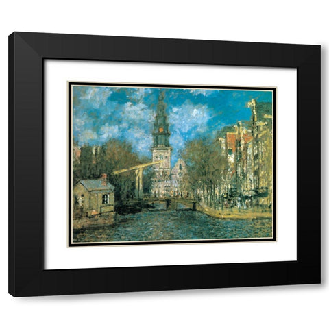 Zuiderkerk-Amsterdam 1872 Black Modern Wood Framed Art Print with Double Matting by Monet, Claude